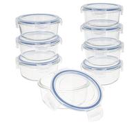 AKTIVE Max Home - Pack of 8 Airtight Glass Containers, Microwave-Safe Glass Containers, Food Containers with Closure, 580 ml, Transparent Lids, Food Container (16535)