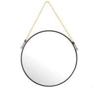 AKTIVE MAX Home Round Wall Mirror D55, Decorative Rope, Metal Frame, Glass, Black Metal Mirror, Easy Fixing (Screws Not Included), Ideal for Bathrooms, Bedrooms (18446)