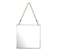AKTIVE MAX Home Square Wall Mirror 30 x 30 cm, Decorative Rope, Metal Frame, Glass, Black Metal Mirror, Easy Fixing (Screws Not Included), for Bathrooms, Bedrooms (18451)
