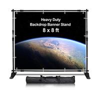 AkTop 8x8 ft Heavy Duty Backdrop Banner Stand Kit, Adjustable Photography Step and Repeat Stand for Parties, Portable Trade Show Photo Booth Background with Carrying Bag