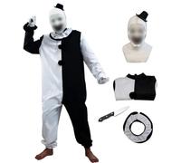 AKTOTO Halloween Clown Costume Bodysuit Art The Clown Cosplay Evil Killer Funny Costume Men and Women art the clown, Clown+mask