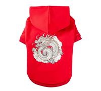 AKTOUR Pet Clothes for Small Dogs Girl Hooded Sweatshirt Chinese New Year Celebration Medium And Large Dog Clothes Red Warm Eye Catching Pet Clothes for Small Dogs Female (F, One Size)