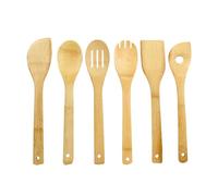 AKTOUR Plate Mat Set Christmas Utensils 6Piece Set Organic Large 11.5 Inch Wooden Spoon Fork and Turner for Cooking Kitchen Utensil Set (6 Mixed Set) (Khaki, One Size)