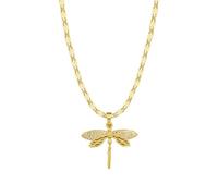 Aktully 18K Gold Dragonfly Necklace for Women - Dainty CZ Zircon Pendant with Crystal Butterfly - Summer Jewelry for Dragonfly Lovers, Titanium Steel, No Gemstone, Titanium Steel, No Gemstone