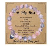 Aktully Beaded Bracelets for Boss Lady Boss Day Jewelry Boss Bracelet Natural Stone Heart Bracelet Thank You Bracelet for Women Female Boss, Adjustable, Alloy, no gemstone