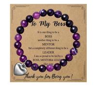 Aktully Beaded Bracelets for Boss Lady Boss Day Jewelry Boss Bracelet Natural Stone Heart Bracelet Thank You Bracelet for Women Female Boss, Adjustable, Alloy, no gemstone