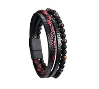 Aktully Natural Stone Bead Bracelet Volcanicx Wellness & Relief Bracelet Menopause Bracelet Black Stone Leather Beaded Bracelet Jewerly Gift for Women Men, 7.8in, rope, no gemstone