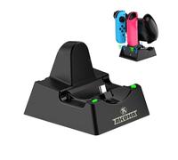 AKUMA Cyber V02 Charging Station for Nintendo Switch - Pro Controller, Joy-Cons, Switch/Switch OLED/Switch Lite, Smart Charging - Black