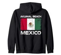 Akumal Beach Mexico Flag Design Akumal Mexican Flag Zip Hoodie