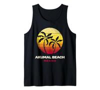 Akumal Beach Mexico Retro Palm Sunset Tropical Beach Vibes Tank Top