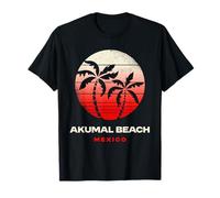 Akumal Beach Mexico Retro Sunset Palm Tulum Riviera Maya T-Shirt