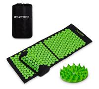 Akumata XL Acupressure Mat and Pillow Set | Extended Size Massage Mat for Lower Back Pain Relief and Stress Relief | Deep Relaxation Accupressure Mat & Pillow - Black & Green
