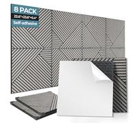 AKUMAX 8 Pack Acoustic Foldable Wood Slat Wall Panels-Premium Acoustic Wall Panels-Ceiling and Sound Absorbing-Fire Retardant & FSC-3D Slat Wall Panelling for Wall-60 * 60cm(Siner Oak)