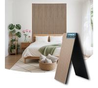 AKUMAX Large Wooden Acoustic Panels-Slat Wall Panelling - 3D Wall Panels Cladding - Decorative & Sound Absorbing Acoustic Panels-Fire Retardant & FSC Certified -Pack of 1 Panels -236x60cm(Walnut)