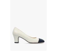 Akuna Cream Leather Block Heel Court Shoes - Camel Leather / 35