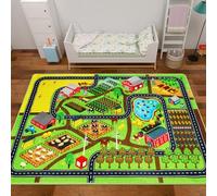 AKUNRUG Kids Rug Car Rug for Toy Cars, Farm Life Road Traffic for Playroom Kid Car Road Rug Village Map Play Mat Non-Slip Washable Play Rug for Toddler (Farm Life, S-150×100 CM)