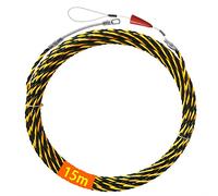 Akuoly Fish Tape 15m Electrical Cable Threader Cabling Rods Fish Pulling Wires, 3 Wires Twisted, Black and Yellow