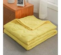 Akuops Coverless Duvet 2.5 Tog Single Double King Size, Reversible Summer Quilted Duvet Cosy & Lightweight Quilt Breathable Bedspreads Quilted Throw for Beds (Yellow,150 * 200cm)