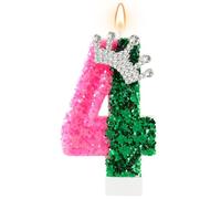 AKURIEEY Wicked Birthday Candle Crown Number 4 Candle Pink and Green 4th Birthday Cake Topper Cupcake Decorations Wicked Themed Party Decor Anniversary Celebrations Supplies