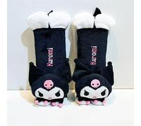 Akutoer Kawaii Car Seat Belt Strap Cover, Cute 2 Pieces Set Anime Seat Strap Neck Protector Car Decorations for Women (Kuro)