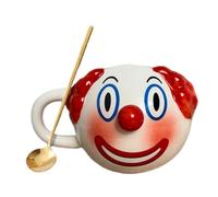 AKV Cute Clown Coffee Mug Halloween Joker Statue Mug Funny Ceramic Clown Mug with Coffee Scoop, 400ml Coffee Cups, Cartoon Clown Water Cup, BPA-free, Best Halloween Gifts for Women Kids