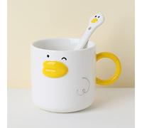 AKVAELFO Funny Novelty Duck Coffee Mug, Ceramic Hand Glazed, Cute Anime Tea Cup,Milk Cup with Stirring Spoon,12oz Best Gift for Boys & Girls.