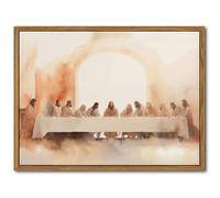 AKWISH Floating Frame Jesus Last Supper Canvas Wall Art, Leonardo da Vinci Pictures Canvas Print Posters Wall Decor, Christian Wall Art Home Decor for Living Room Dining Room Decor 24x36 inch