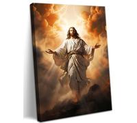 AKWISH Jesus Canvas Wall Art, Christ Divine Mercy Portrait, Catholic Christian Wall Decor of God for Living Room or Prayer Room, Vintage Room Decor Picture - 12"x16" Framed