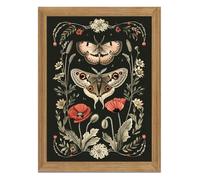 AKWISH Vintage Framed Wall Art - 3D Textured Classical Style Moth Pictures Wall Decor - Hand Drawn Flowers Nature Art Painting for Living Room Bedroom Home Decor 12x16in