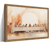 AKWISH Wood Framed Jesus Last Supper Canvas Wall Art, Leonardo da Vinci Pictures Canvas Print Posters Wall Decor, Christian Wall Art Home Decor for Living Room Dining Room Decor 36x24 inch