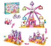 AKWME Friends Pink Ferris Wheel Building Set, Girls 6-12 Amusement Park Building Blocks Kit Toy Compatible with LEGO Friends, STEM Creative Construction Gift for Kid Girls Boys Aged 6 8 10 12+
