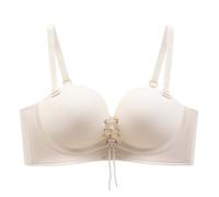 akwuiopt Push Up Strapless Bras for Women Lace Up Drawstring Front Padded Non Wired Balconette Invisible Cleavage Multiway Convertible Bralette Seamless Party Evening Dress Underwear