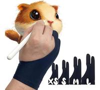AKX Artist Glove Small - 2 Pack Palm Rejection Drawing Gloves for Graphic Tablet, iPad - Smudge Guard, Reduce Friction, 2-Finger, Elastic Lycra, Good for Left and Right Hand, Black | AK-02