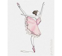 AKxStitch Ballet Dancer Cross Stitch Kit | Ballerina Dancing in Pink Tutu and Pointe Shoes Embroidery Pattern and Supply Gift for Girl