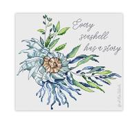 AKxStitch Seashell Cross Stitch Kit, Beach Sea Ocean Themed Embroidery Pattern and Threads, Cute Easy to Follow Counted Needlework Chart for Summer