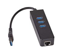 Akyga AK-AD-32 Hub Network Card USB Male to 3x USB Female RJ45 3.0 Adapter