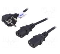 Akyga 2x C13 1.8 m AK PC 04 A Power Cable Y Shape Splitter for PC Printer Screens - Black