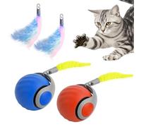 AKYHHE Speedy Cat Tail 2.0 Smart Interactive Ball USB Rechargeable Automatic Motion Toy for Indoor Cats, Interchangeable Tail (2 Pack)