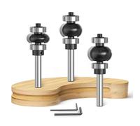 Akylin 3Pcs Edging Fluting Bits Set,1/4" SHK Concave Sunk Bead Router Bit
