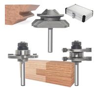 Akylin 3pcs Tongue and Groove Router Bit & 45 Degree Lock Miter Glue Router Bit Set , 1/4 Inch Shank, Wood Milling Cutter Set with aluminum case, 3 Teeth T Shape Tungsten Carbide Tipped