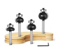 Akylin 4Pcs Edging Fluting Bits Set,1/4" SHK Concave Sunk Bead Router Bit