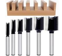 Akylin 6Pcs Straight Two Flute Router Cutter Bit, 1/4 Inch Shank Tungsten Carbide Router Cutter, Double Flute Straight Cutter |Cutting Diameter 1/4”, 5/16”, 3/8”, 1/2”, 5/8”, 3/4”, Cut height 13/16”