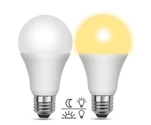 Akynite 12W Dusk to Dawn LED Light Bulbs E27 Warm White 3000K, 1200LM, Auto On Off, Porch Light Bulb with E27 Edison Screw, Dusk Dawn Light Sensor Bulbs for Outdoor Security Lighting, 2pcs