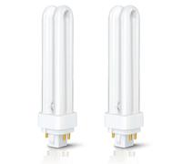 Akynite 18W PLC G24q-2 4 Pin Compact Fluorescent Lamp, 830 Warm White 2700k, 1200LM, 2U Shape, AC 220-240V, CFL Energy Saving Twin Tube Bulb, 2pcs