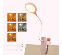 Akynite 3W Rechargeable Clip on Bed Light, Type C Charging, 5 Colour & 5 Brightness, 28 LED Touch Control Bedside Lamp Flexible, Small Battery Clip Light, Reading Light Clip on Bed for Kids, Pink