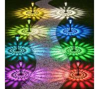 Akynite 8 Pack Multi Coloured Solar Lights Outdoor Garden, Warm White & RGB Colour Changing Mode, IP65 Waterproof Solar Lights Colourful, Multicoloured Garden Landscape Light for Lawn Path
