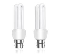 Akynite B22 Energy Saving Bulb 11W, Daylight White 6400k, B22d Bayonet Cap, 2U CFL Low Energy Light Bulbs, BC Compact Fluorescent Stick Bulbs, AC 220V, not dimmable, 2pcs