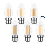 Akynite B22 Large Bayonet LED Candle Bulbs 4W Dimmable Warm White 2700K, 400LM, Equivalent B22 40W, AC 220V, C35 BC Bayonet Cap Candle Light Bulb for Chandelier, 6pcs