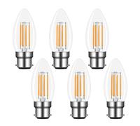 Akynite Bayonet LED Candle Bulbs 4W Warm White 2700K, 400LM, Equivalent 40W Halogen, AC 220V, C35 Bayonet Cap Candle Light Bulb for Chandelier, not dimmable, 6pcs