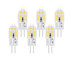 Akynite Capsule G4 LED 2W 12V Light Bulbs Cool White 6000K 200LM, not dimmable, Bi Pin G4 10W 20W Halogen Equivalent, AC DC Bipin 12V LED Daylight Bulbs for Cooker Hood Cabinet, 6pcs